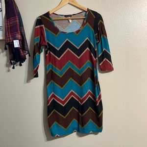 Cantrtr Bodycon Zig Zag Print Dress- Medium